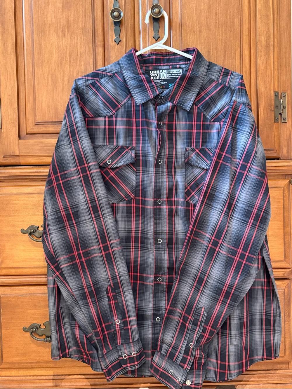 Urban Vintage Black and Red Plaid Button-Down Shirt